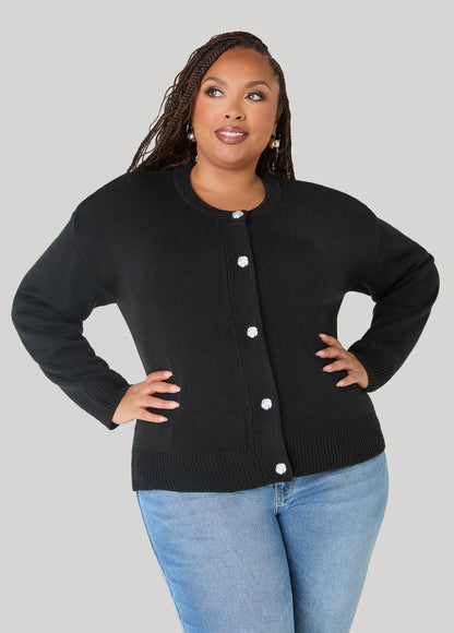 Rose Button Front Cardigan