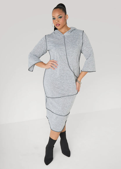 Seam Detailed Hooded Midaxi Dress