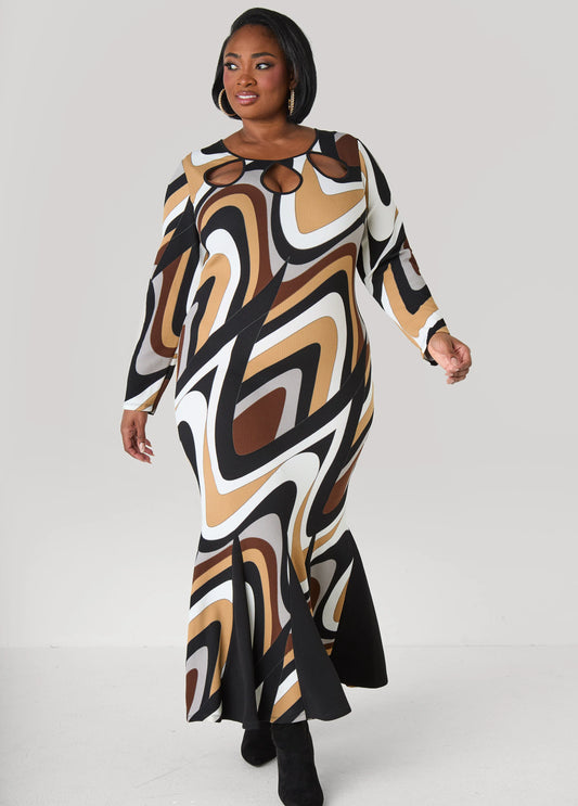 Abstract Mermaid Maxi Dress