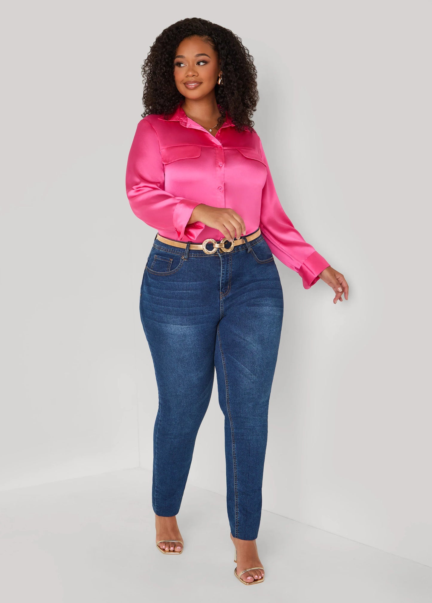 Faux Pocket Satin Shirt