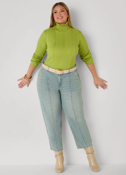 Ribbed Knit Turtleneck Sweater