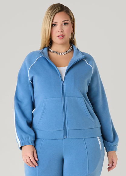 Piped Zip Front Track Jacket