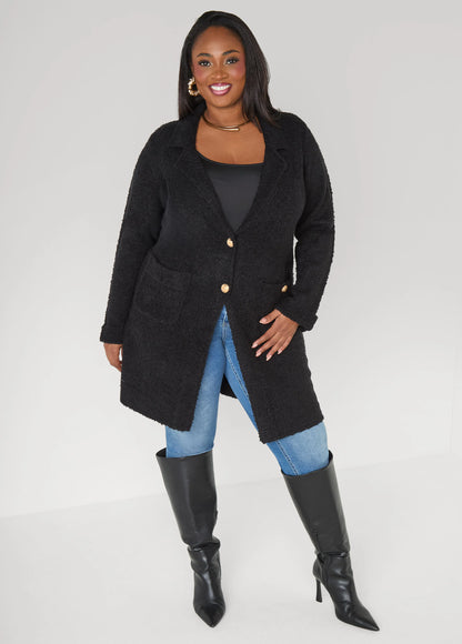 Boucle Button Front Duster