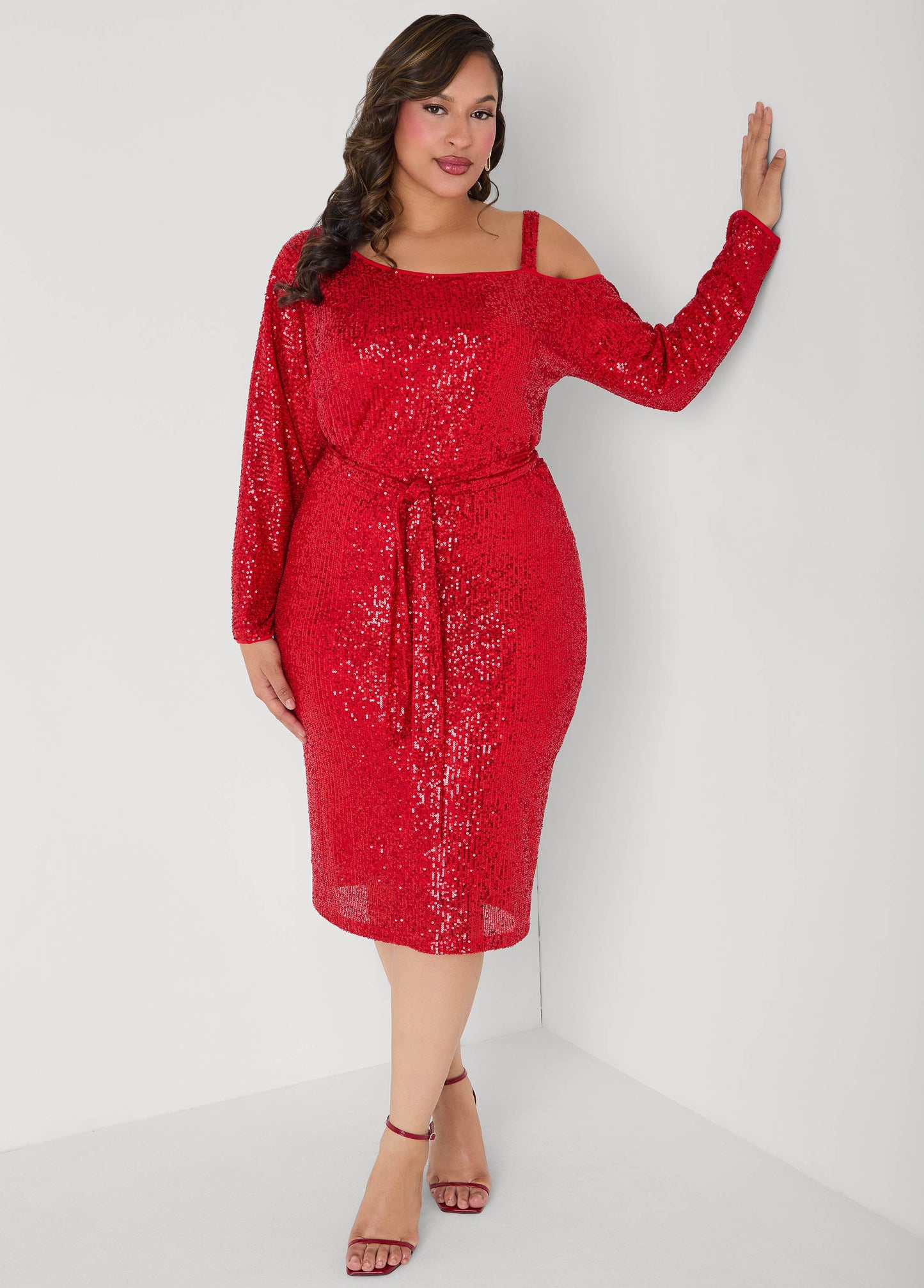 Sequined Cold Shoulder Dress