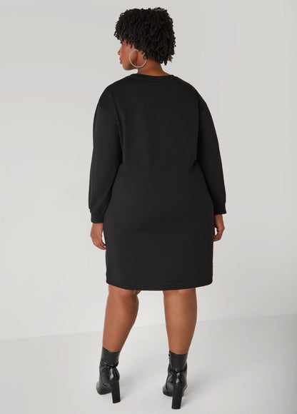 Shoelace Embellished Sweatshirt Dress