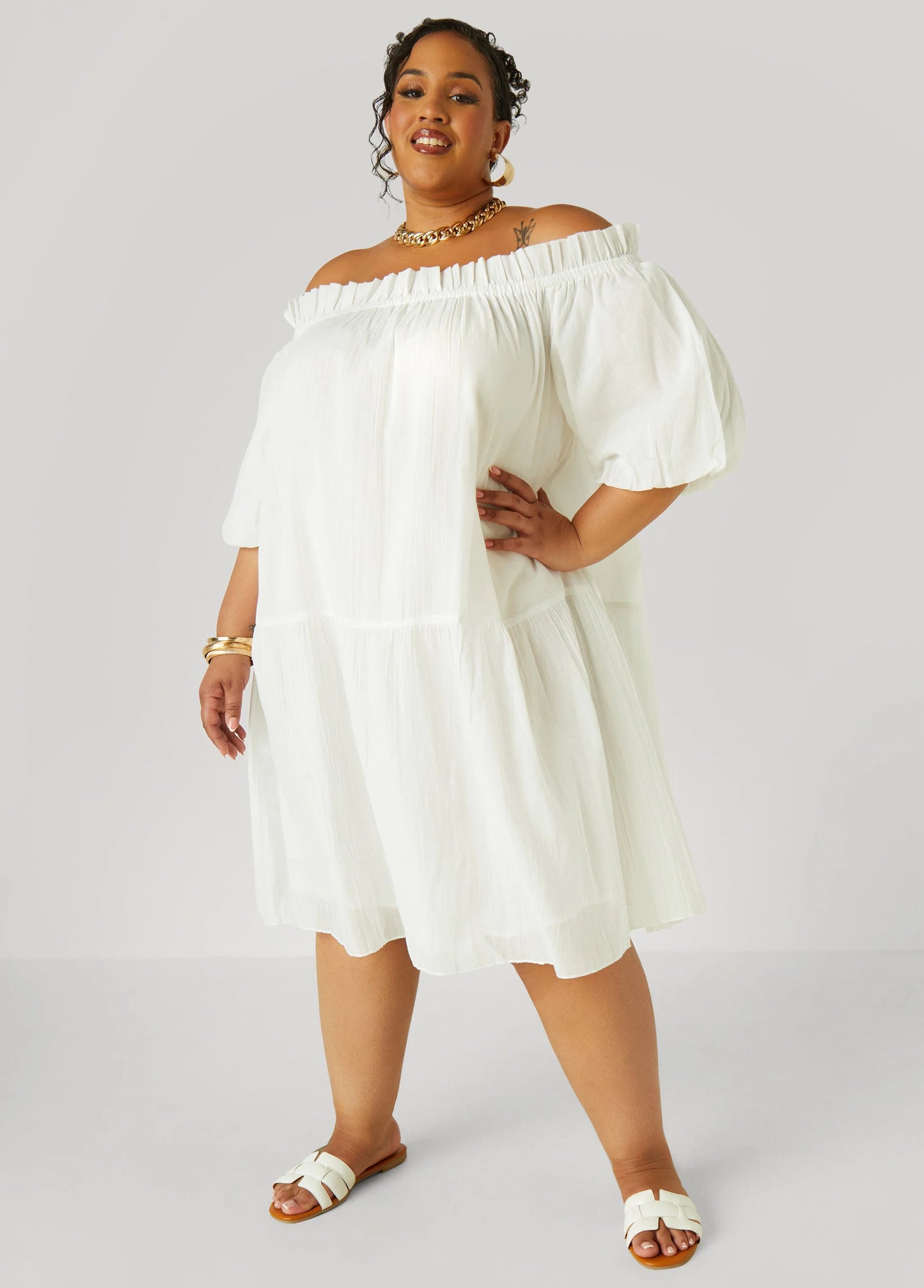 Off The Shoulder Gauze Dress