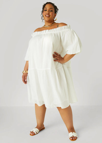 Off The Shoulder Gauze Dress