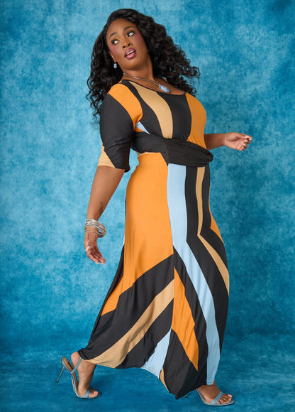 Knotted Geo Print Maxi Dress