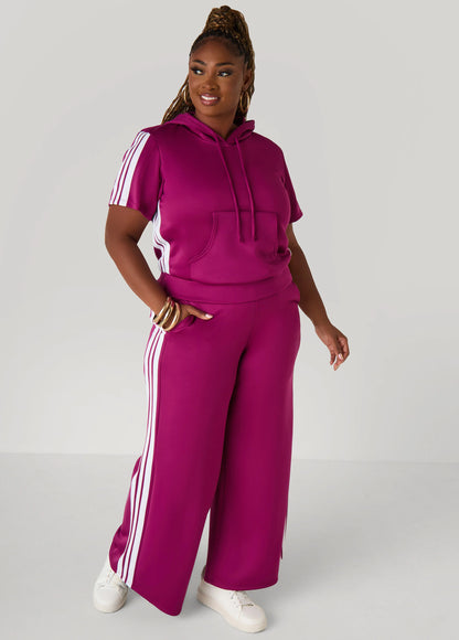 Hooded Stripe Trimmed Pullover