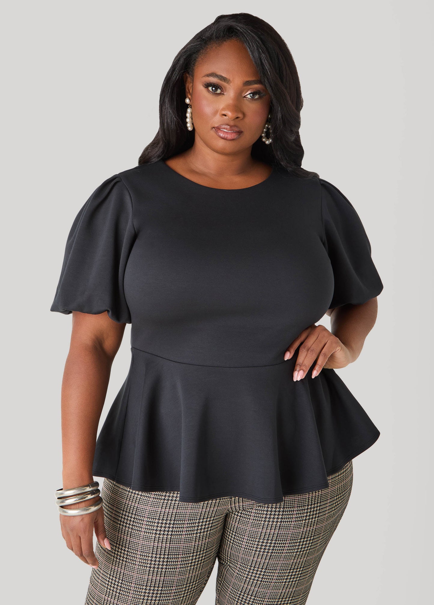 Puff Sleeve Peplum Top