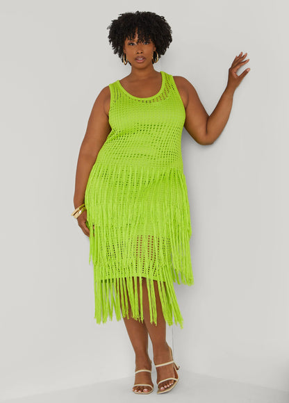 Fringed Crochet Tank Dress