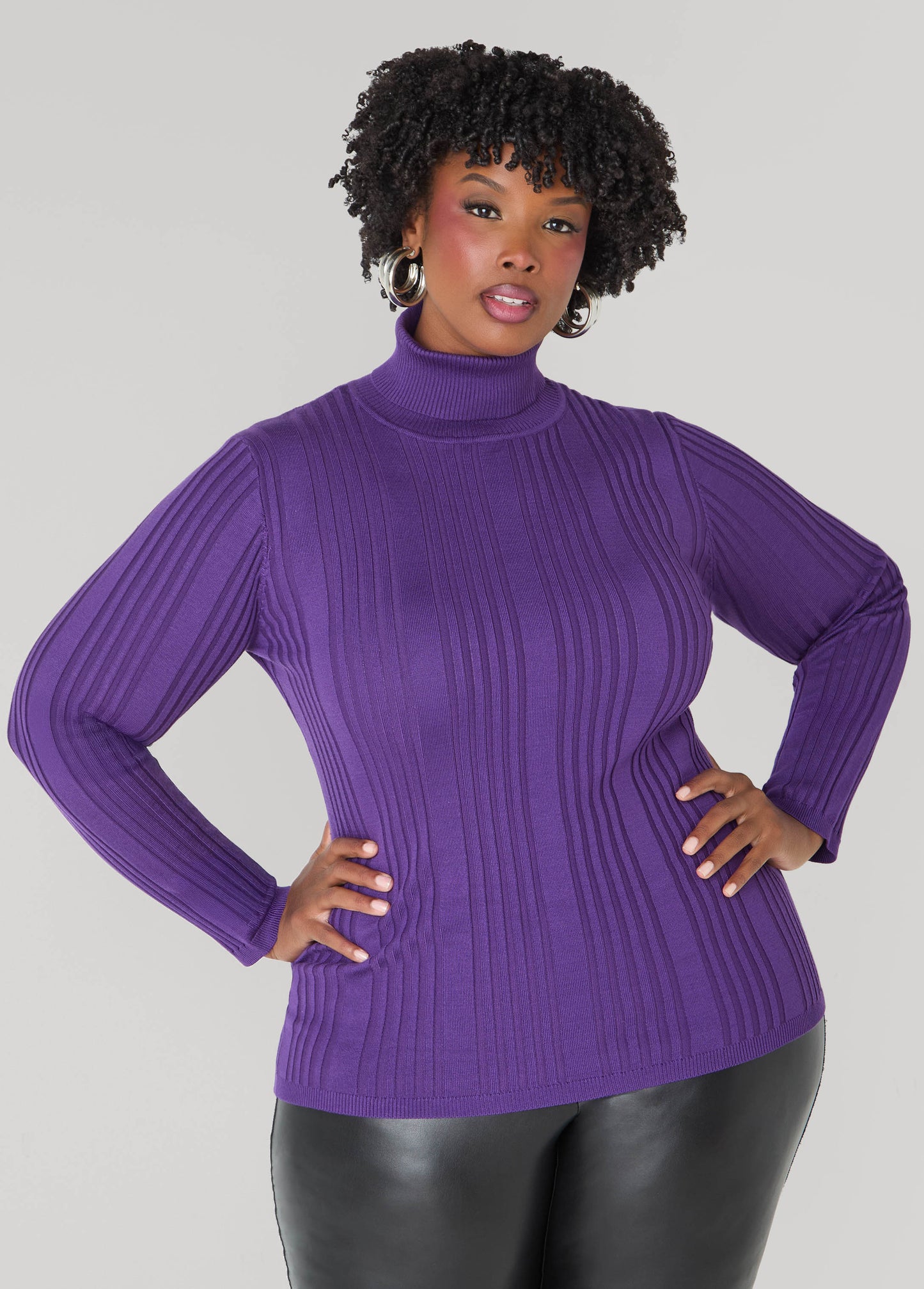 Ribbed Turtleneck Pullover Sweater