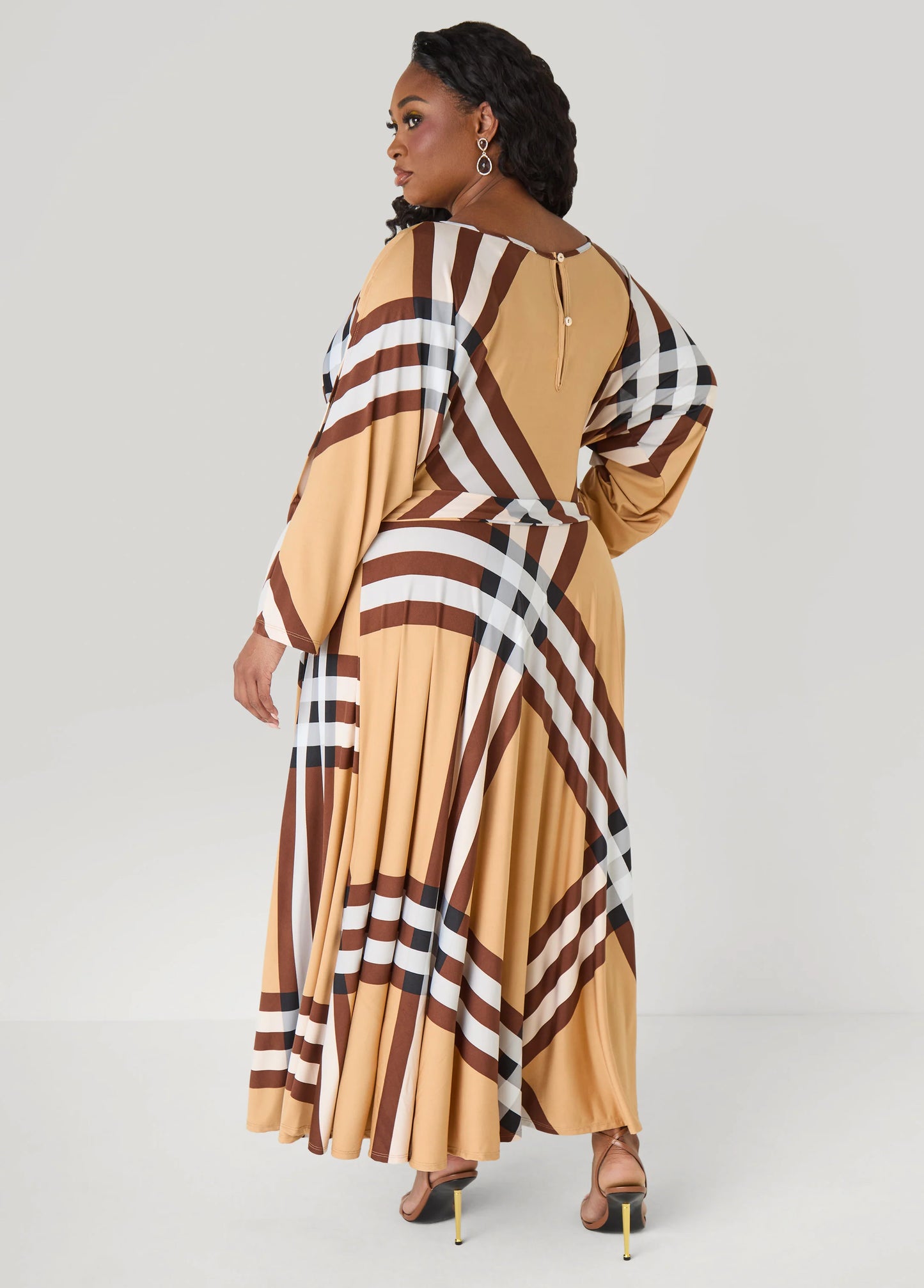 Plaid A Line Maxi Dress