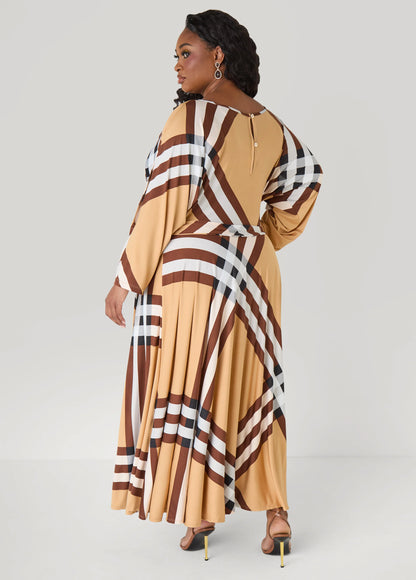 Plaid A Line Maxi Dress