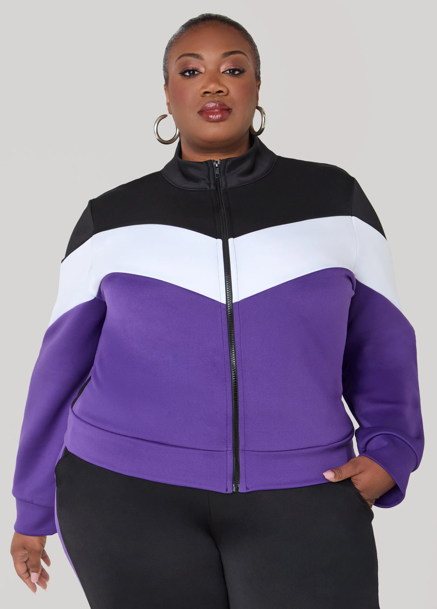 Zip Front Colorblock Track Jacket