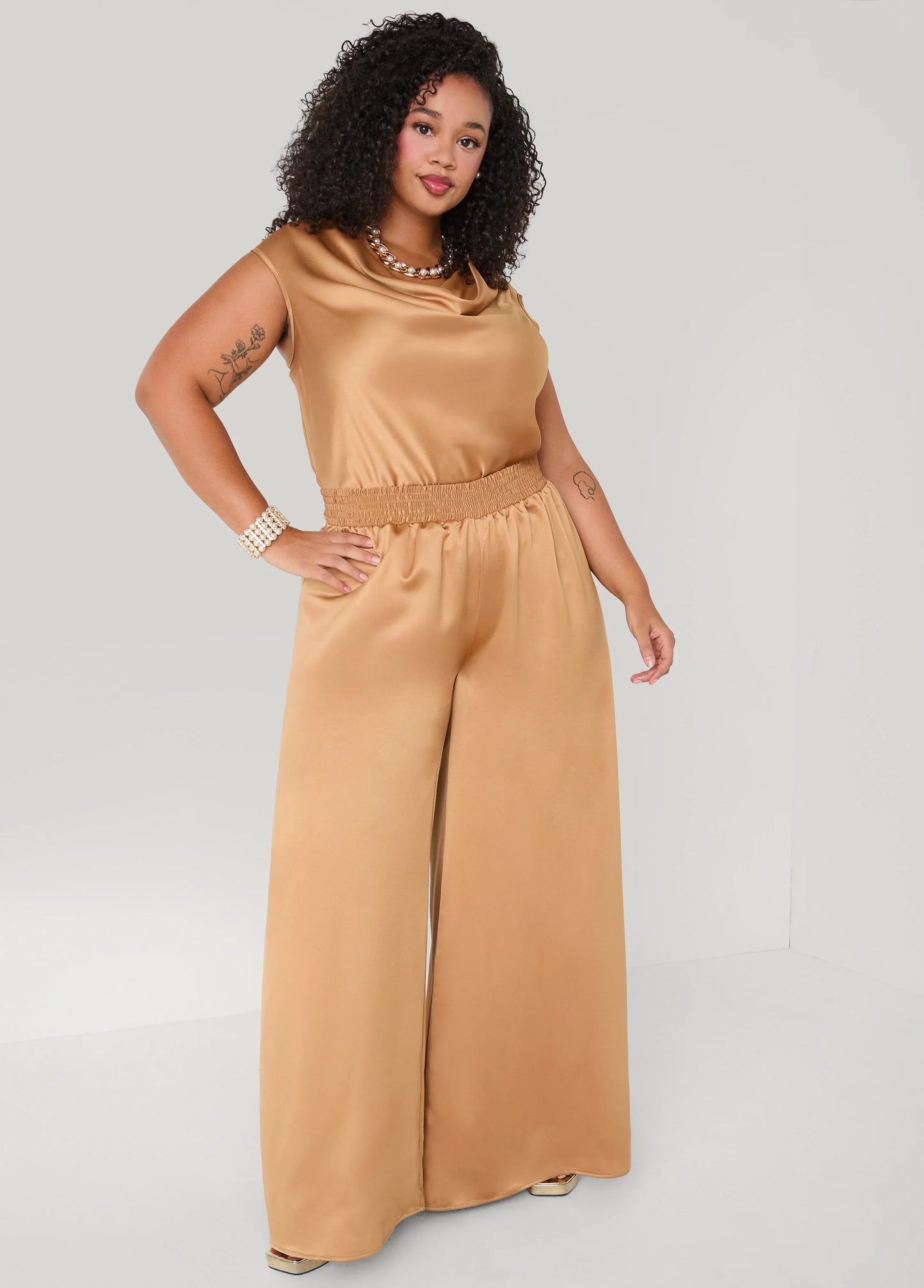 Cowl Neck Satin Top