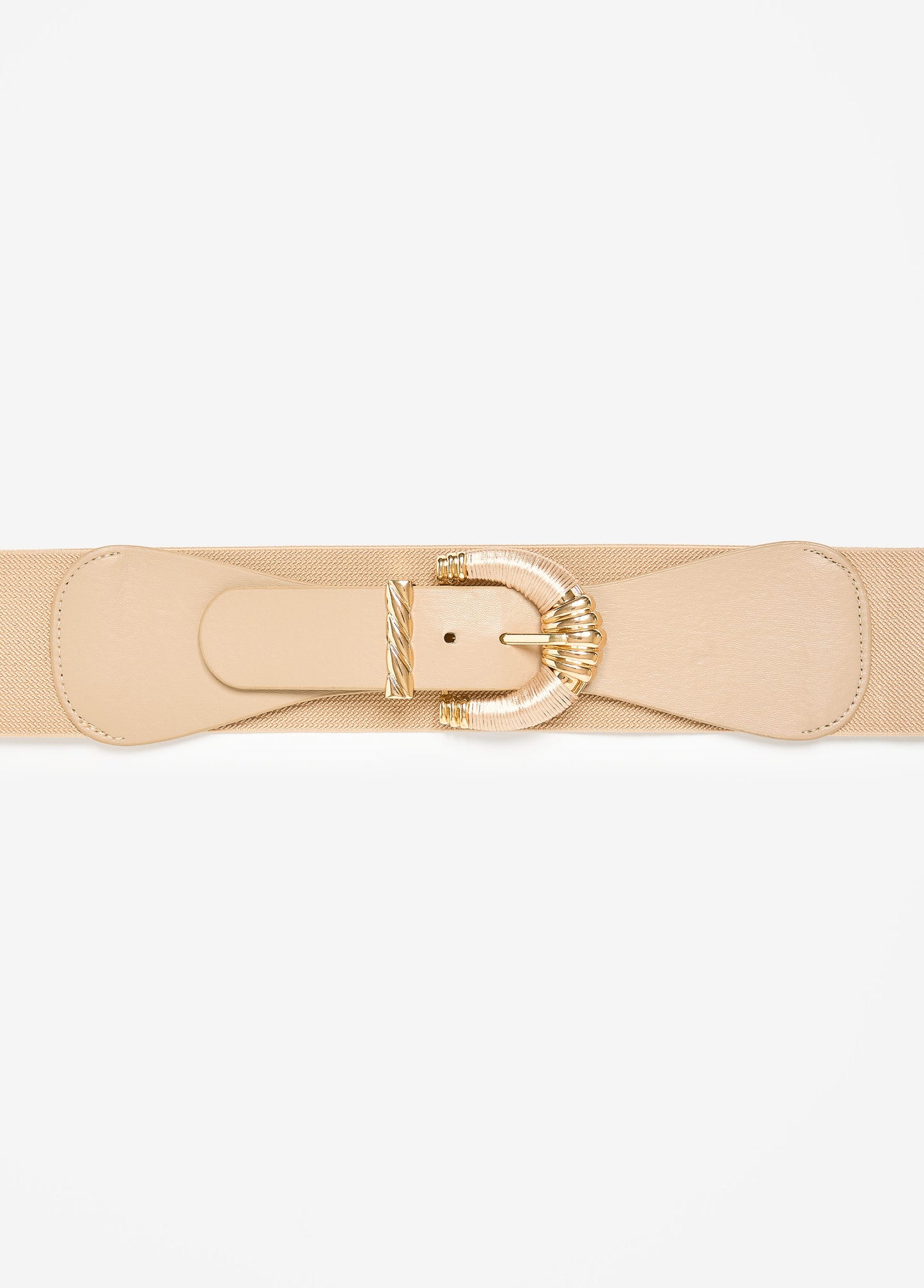 Faux Leather Paneled Stretch Belt