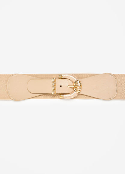 Faux Leather Paneled Stretch Belt