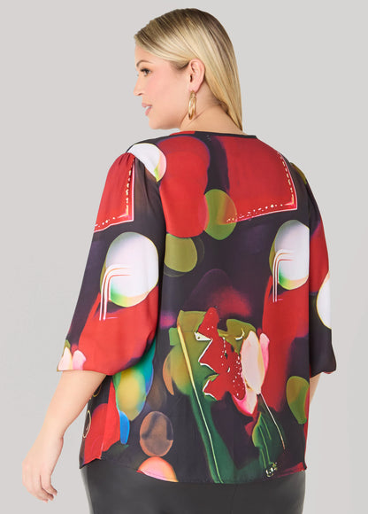 Printed Cowl Neck Blouse