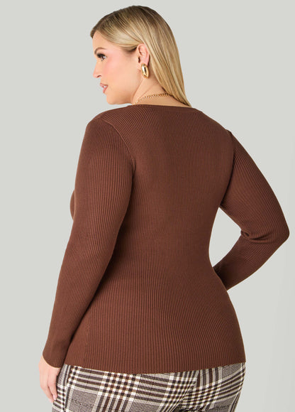 Ribbed Scoop Neck Sweater
