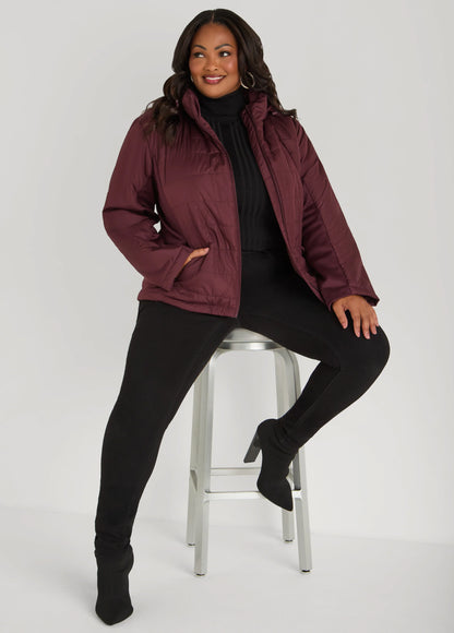Knit Paneled Hooded Jacket