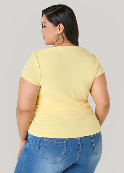 Ruched Cowl Neck Top