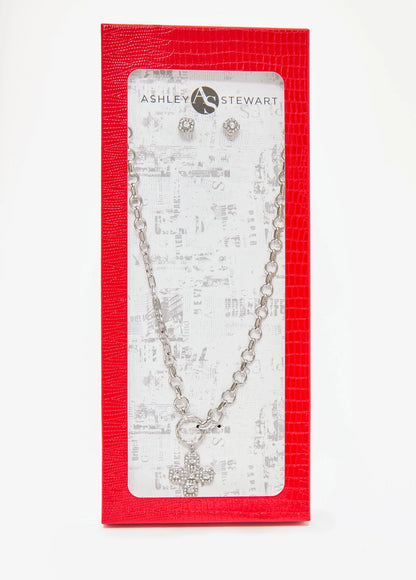 Crystal Cross Necklace Box Set