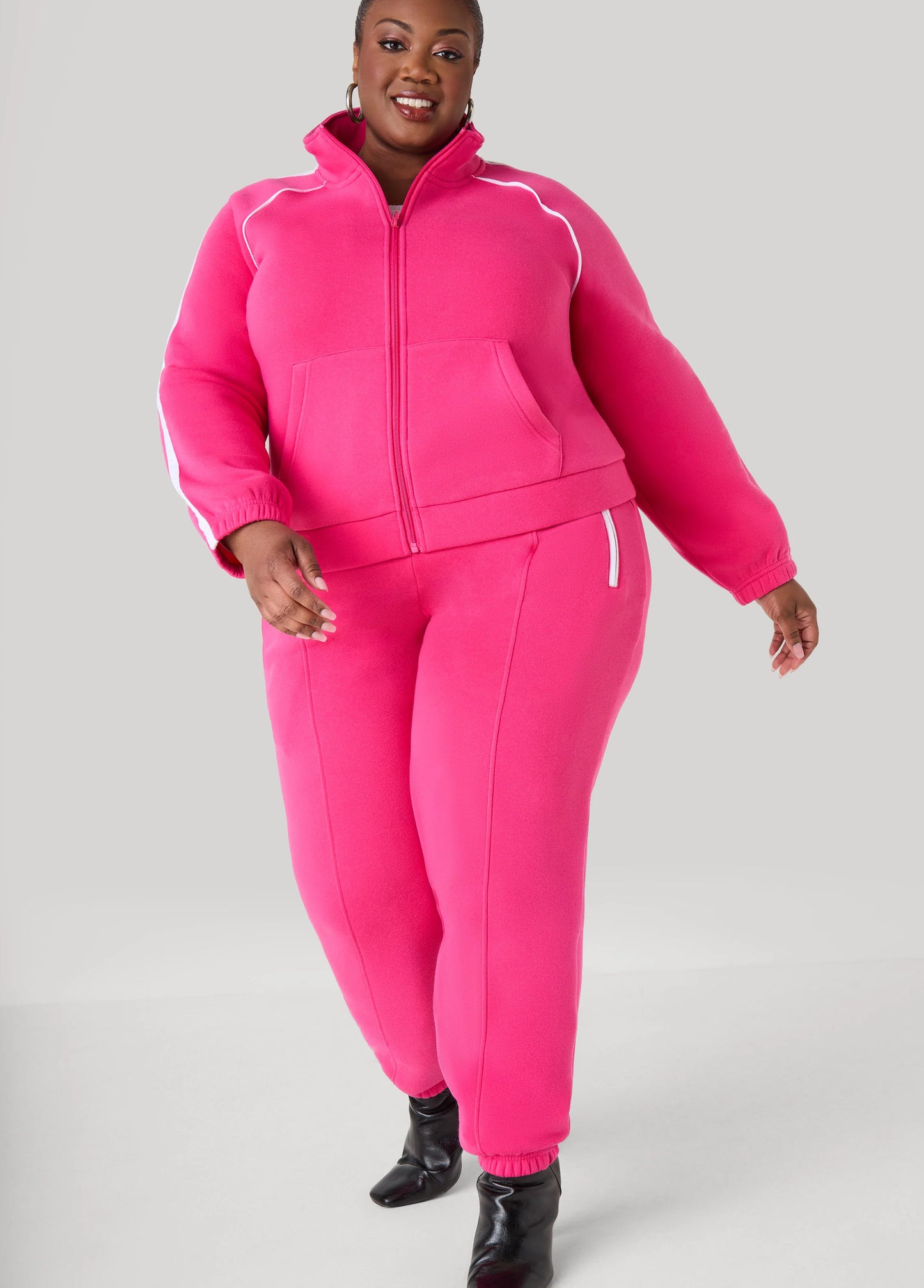 Piped Zip Front Track Jacket