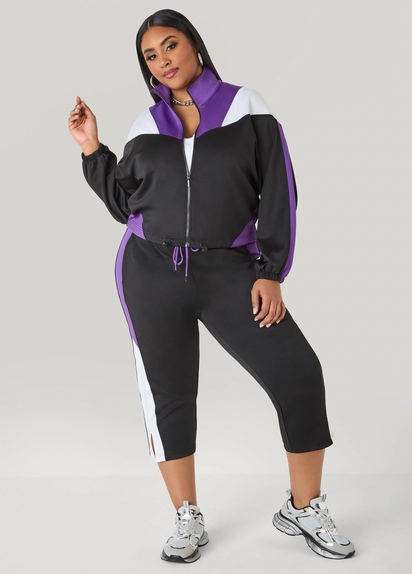 Drawstring Colorblock Track Jacket