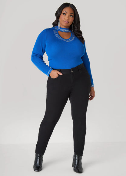 Crystal Cutout Sweater