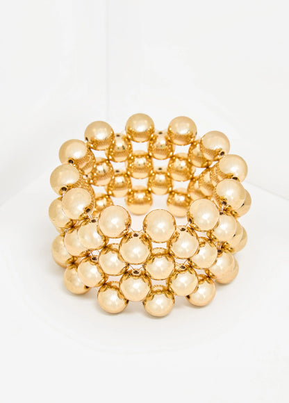 Gold Tone Bead Stretch Bracelet
