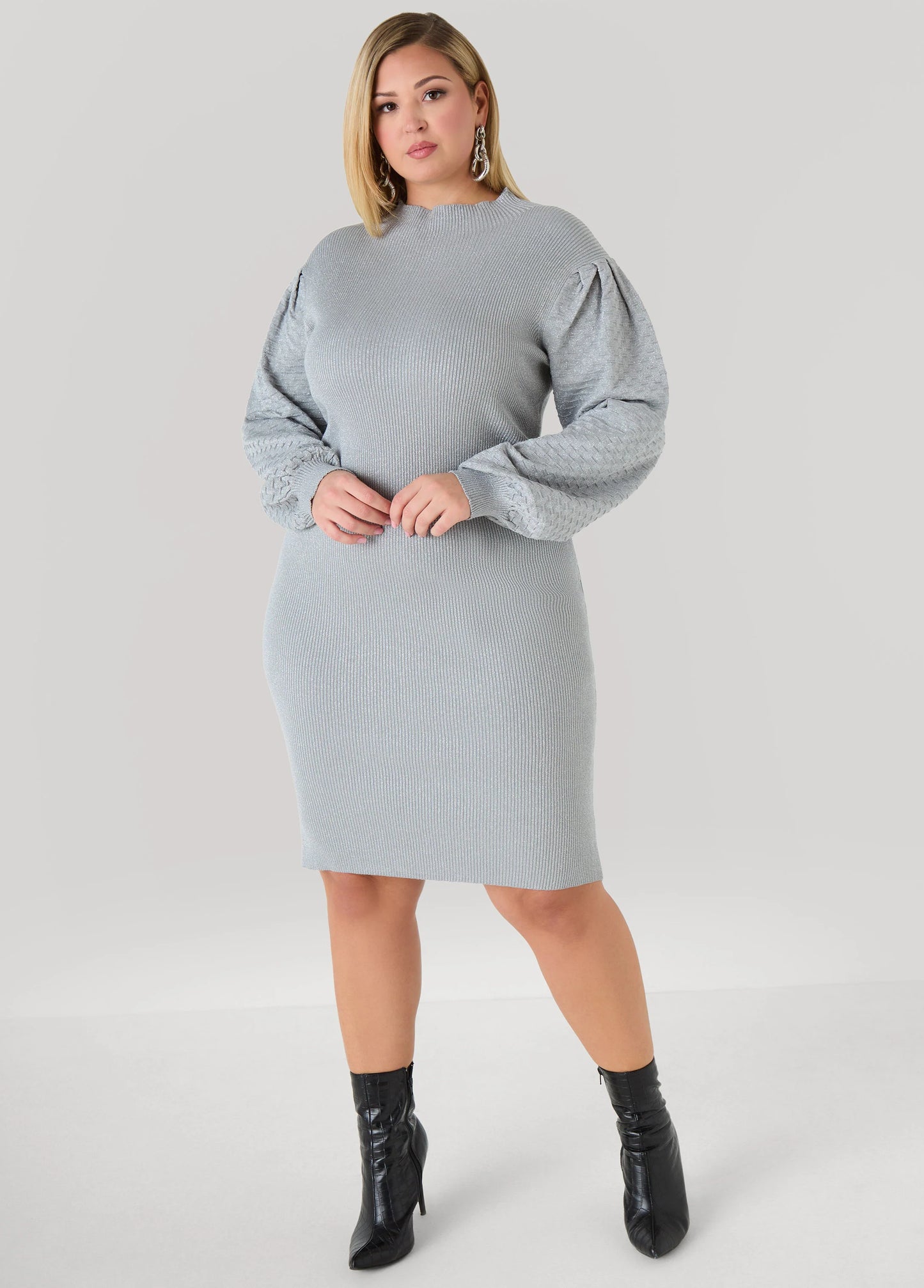 Metallic Textured Sweater Dress