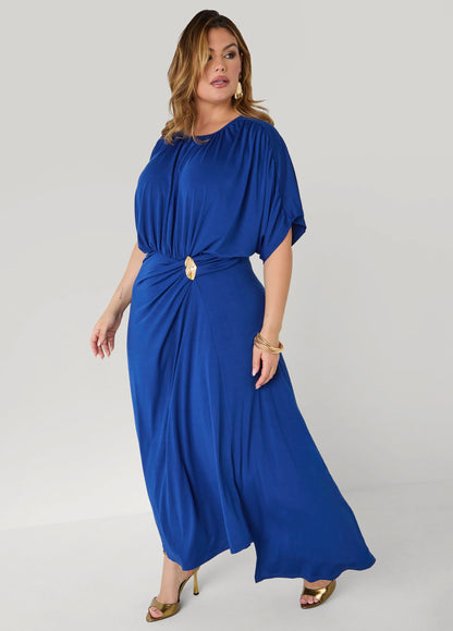 Embellished Gathered Maxi Dress