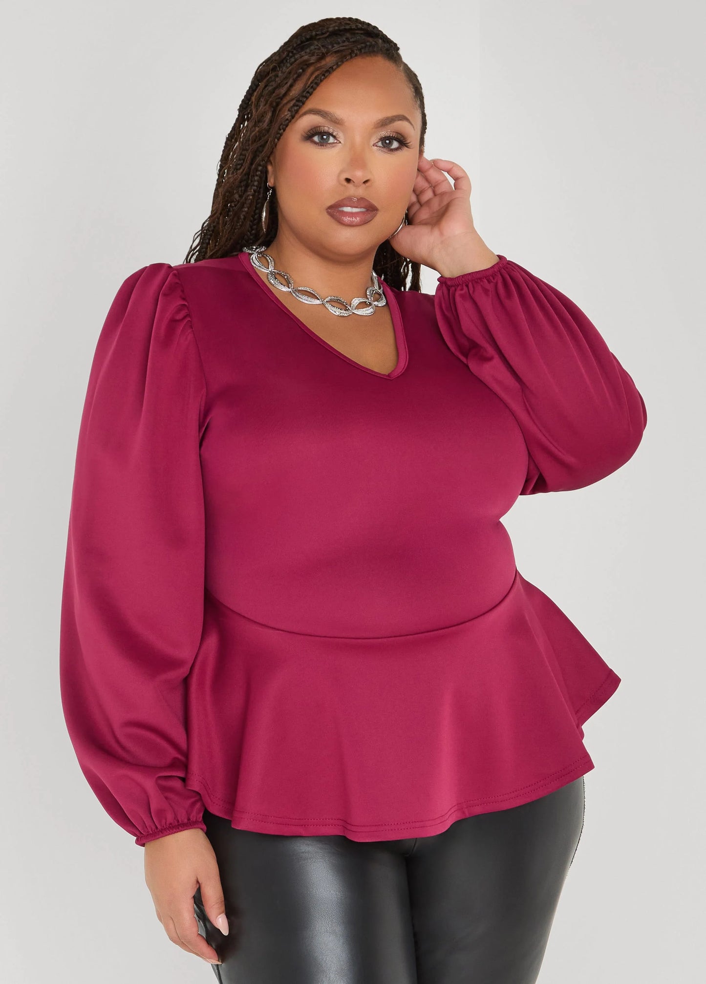 Puff Sleeved Peplum Top