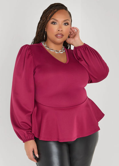 Puff Sleeved Peplum Top