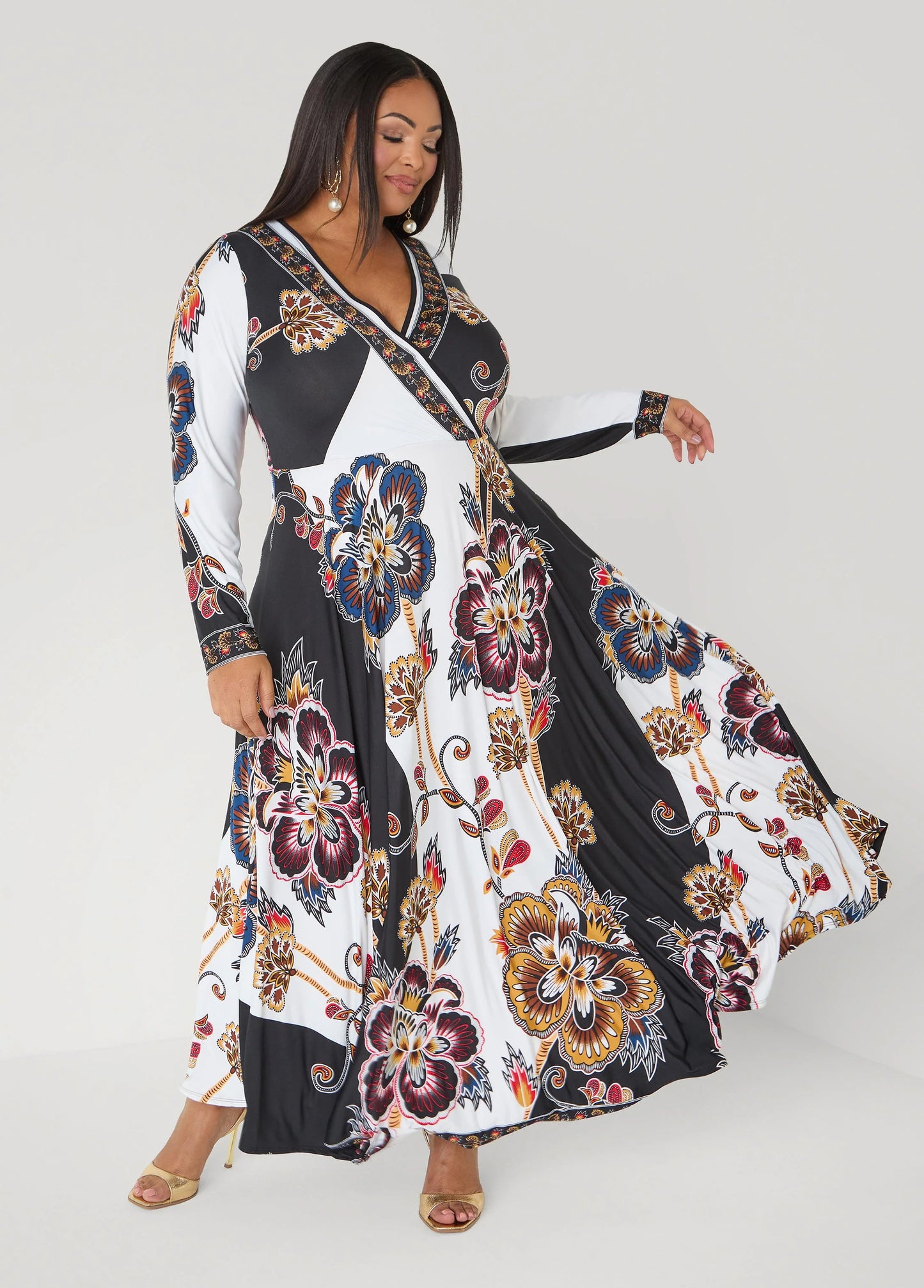 Floral Faux Wrap Maxi Dress