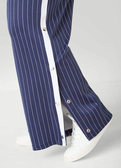 Snap Detailed Pinstriped Pants