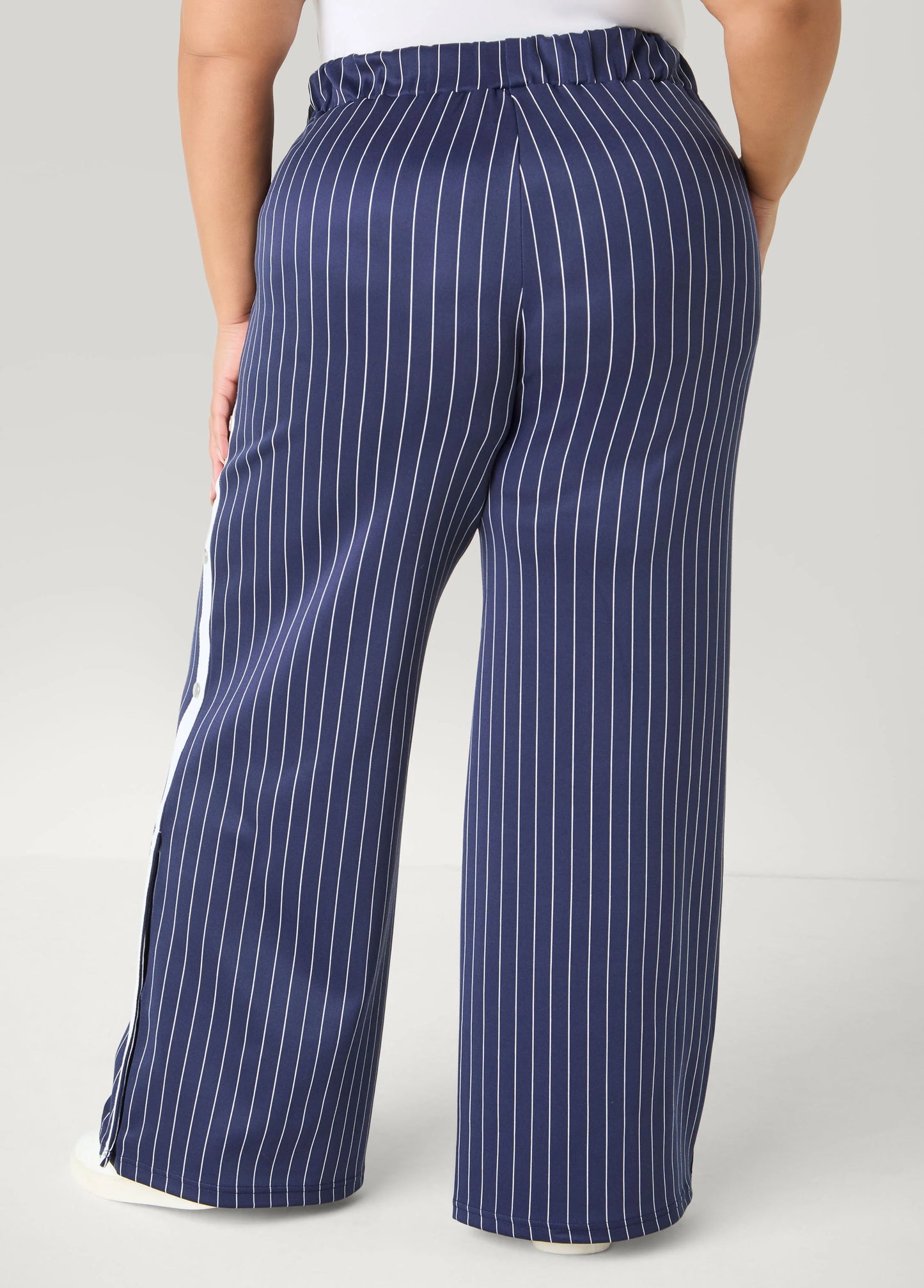Snap Detailed Pinstriped Pants