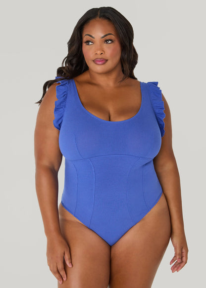 Ruffled Ribbed Jersey Bodysuit