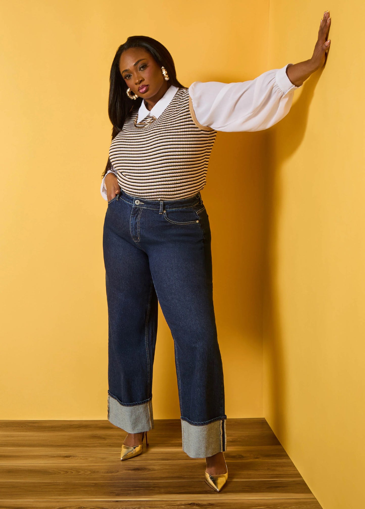 Paneled Striped Sweater