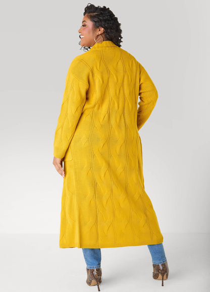 Open Front Cable Knit Duster