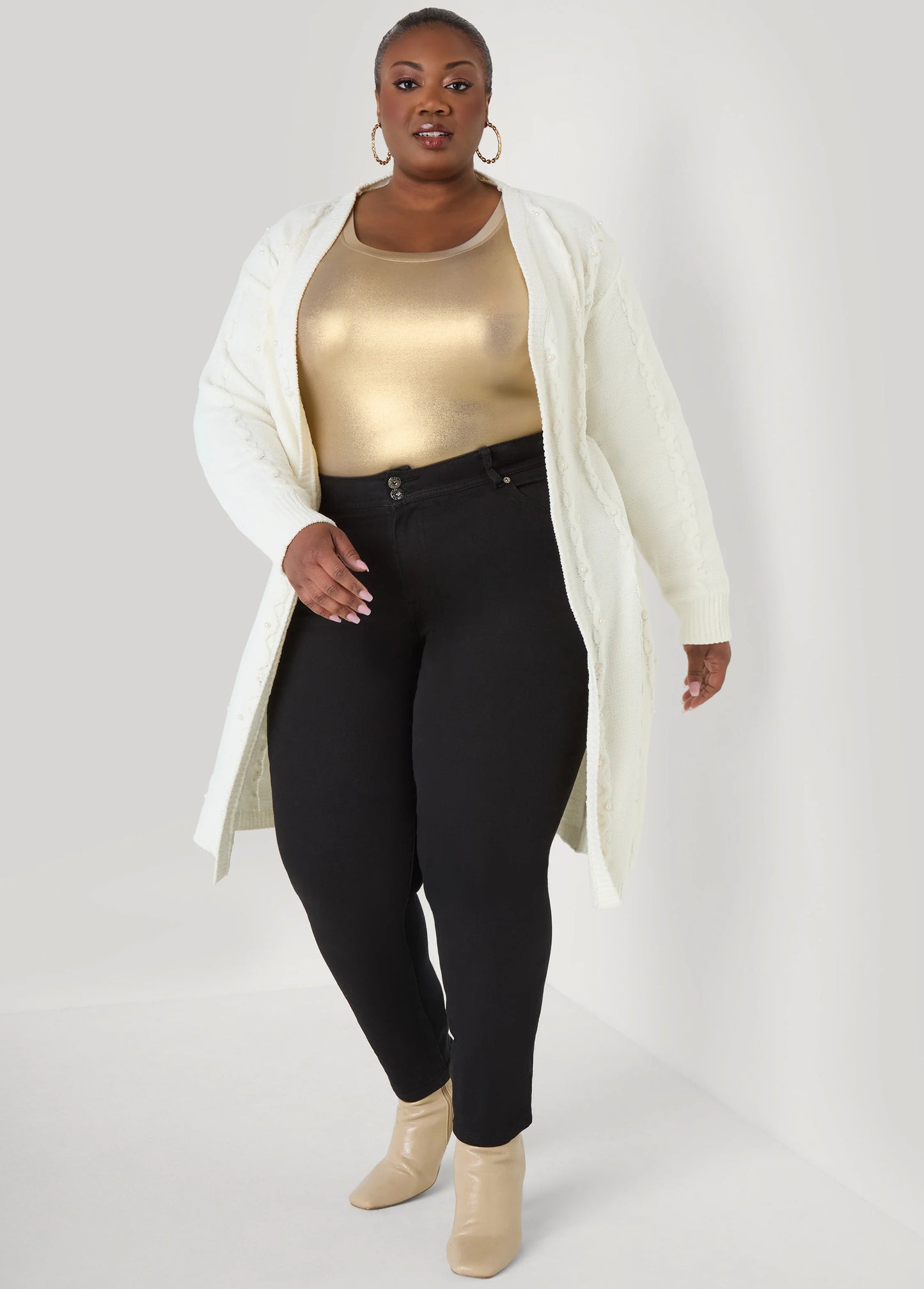 Faux Pearl Chenille Cardigan