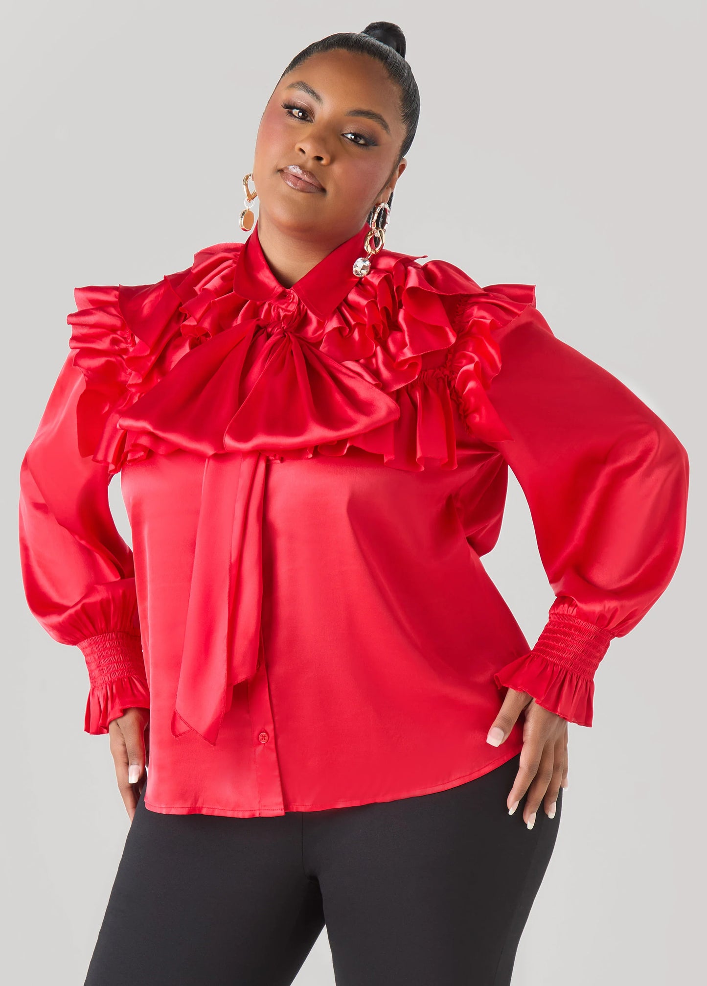 Ruffled Satin Shirt
