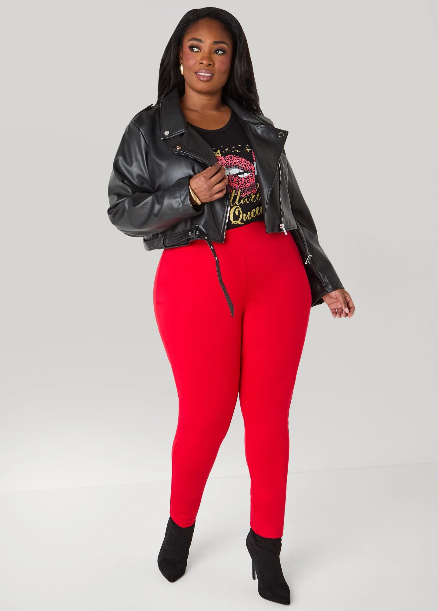 Cropped Faux Leather Moto Jacket
