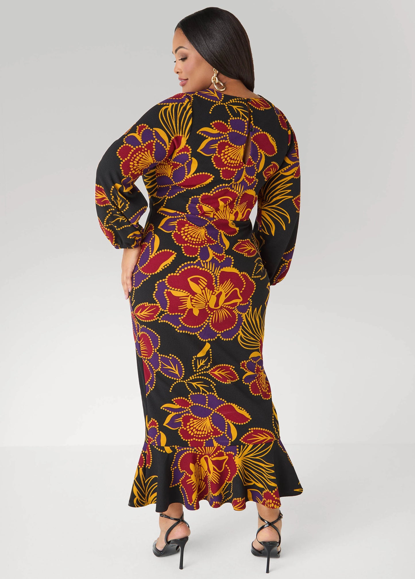 Flounced Floral Maxi Dress
