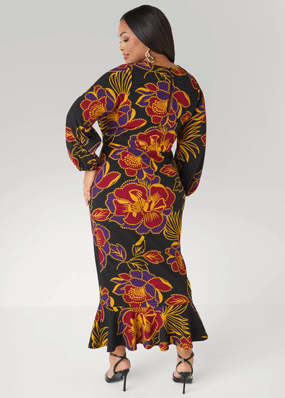 Flounced Floral Maxi Dress