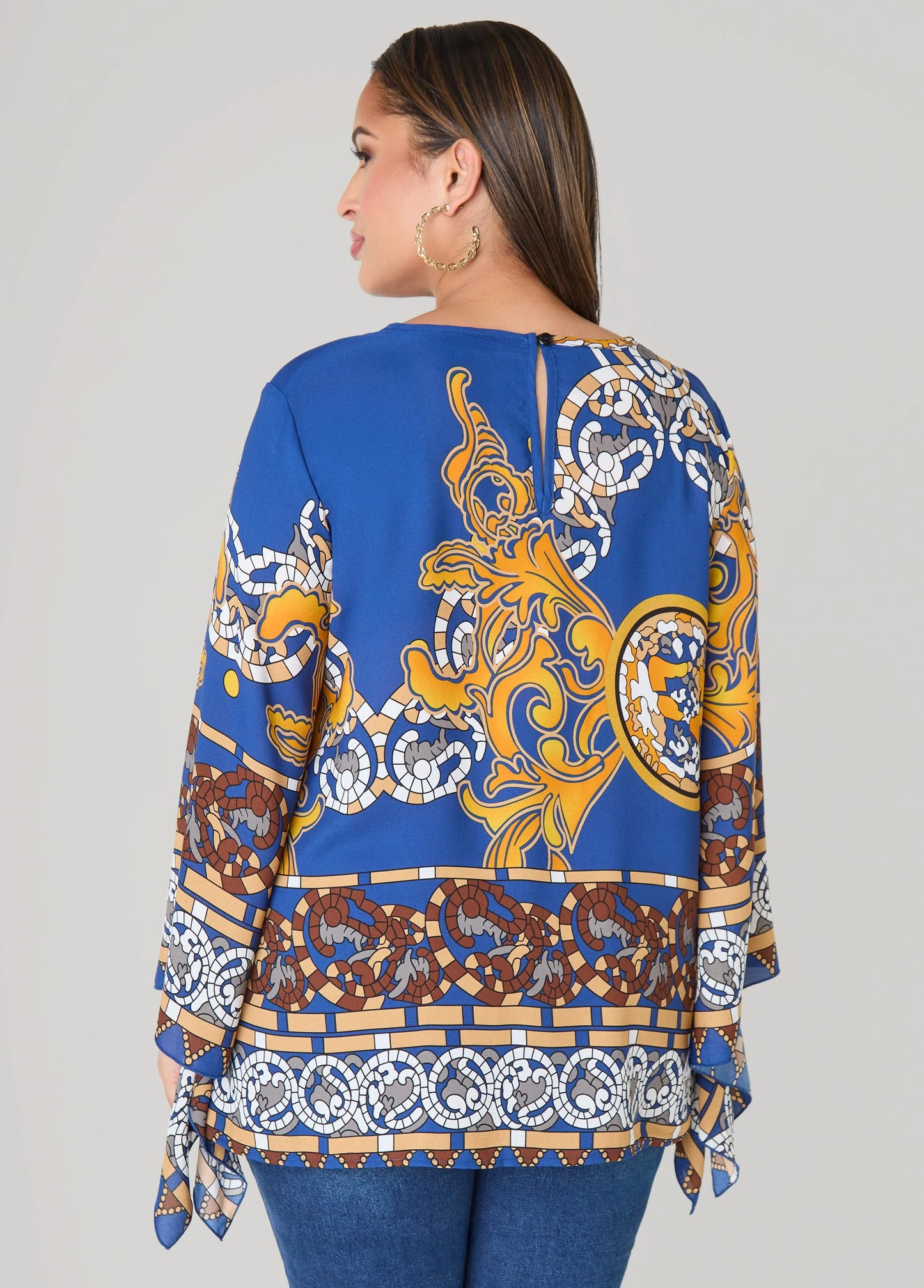 Printed Drama Sleeved Blouse