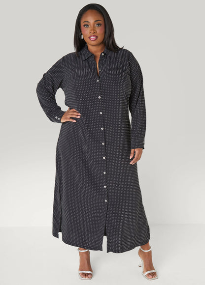 Studded Maxi Shirtdress