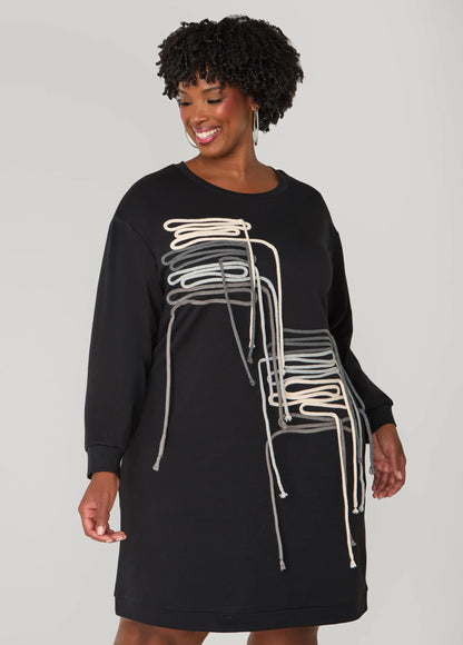 Shoelace Embellished Sweatshirt Dress