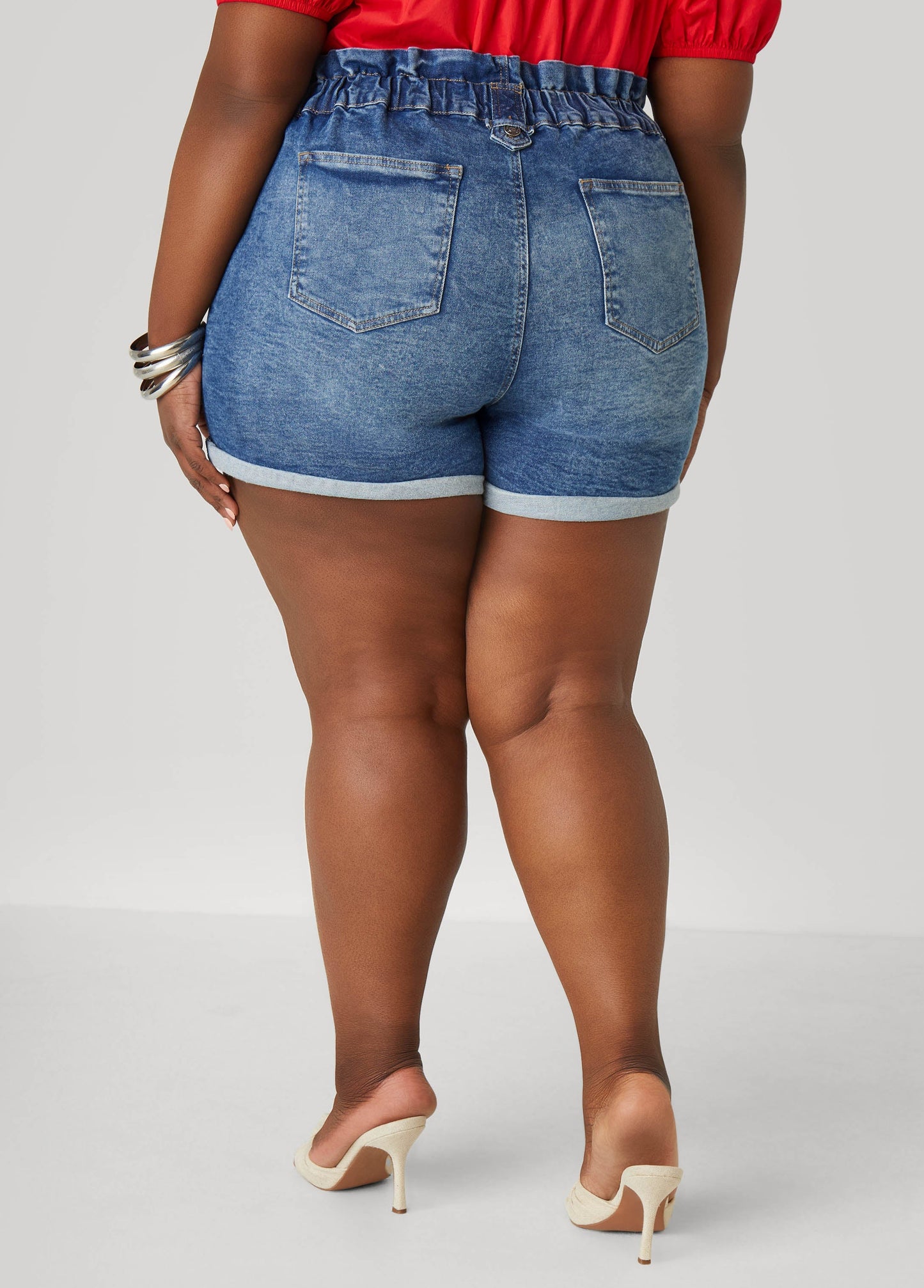 Paperbag Denim Shorts